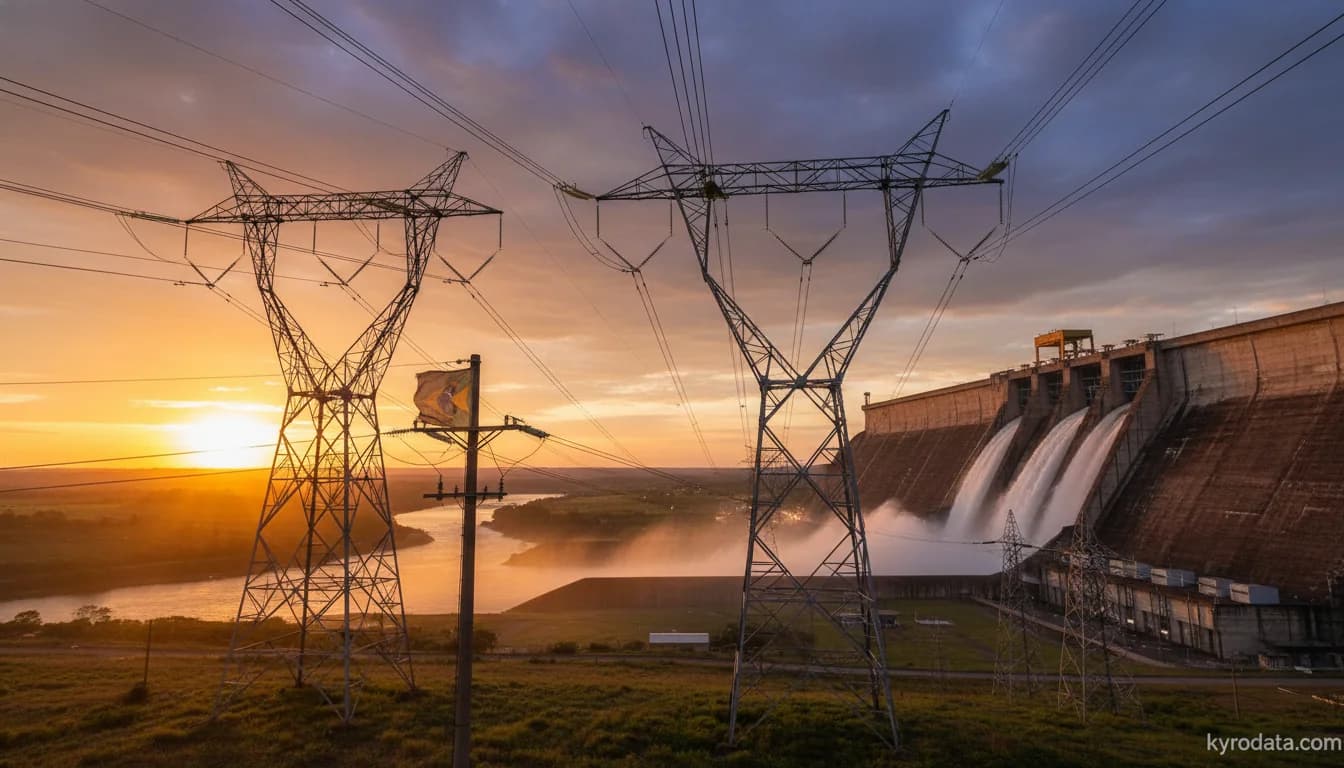 Editorial illustration on Brazil's imports of Electrical energy with Paraguai