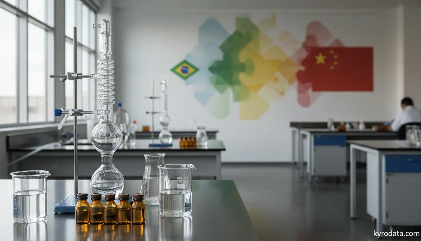 Editorial illustration on Brazil's imports of Salts of inorganic acids or peroxoacids with China