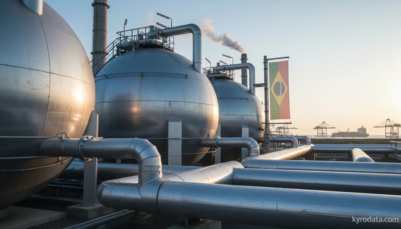 Editorial illustration on Brazil's exports of Gás de petróleo e outros hidrocarbonetos gasosos with Turquia