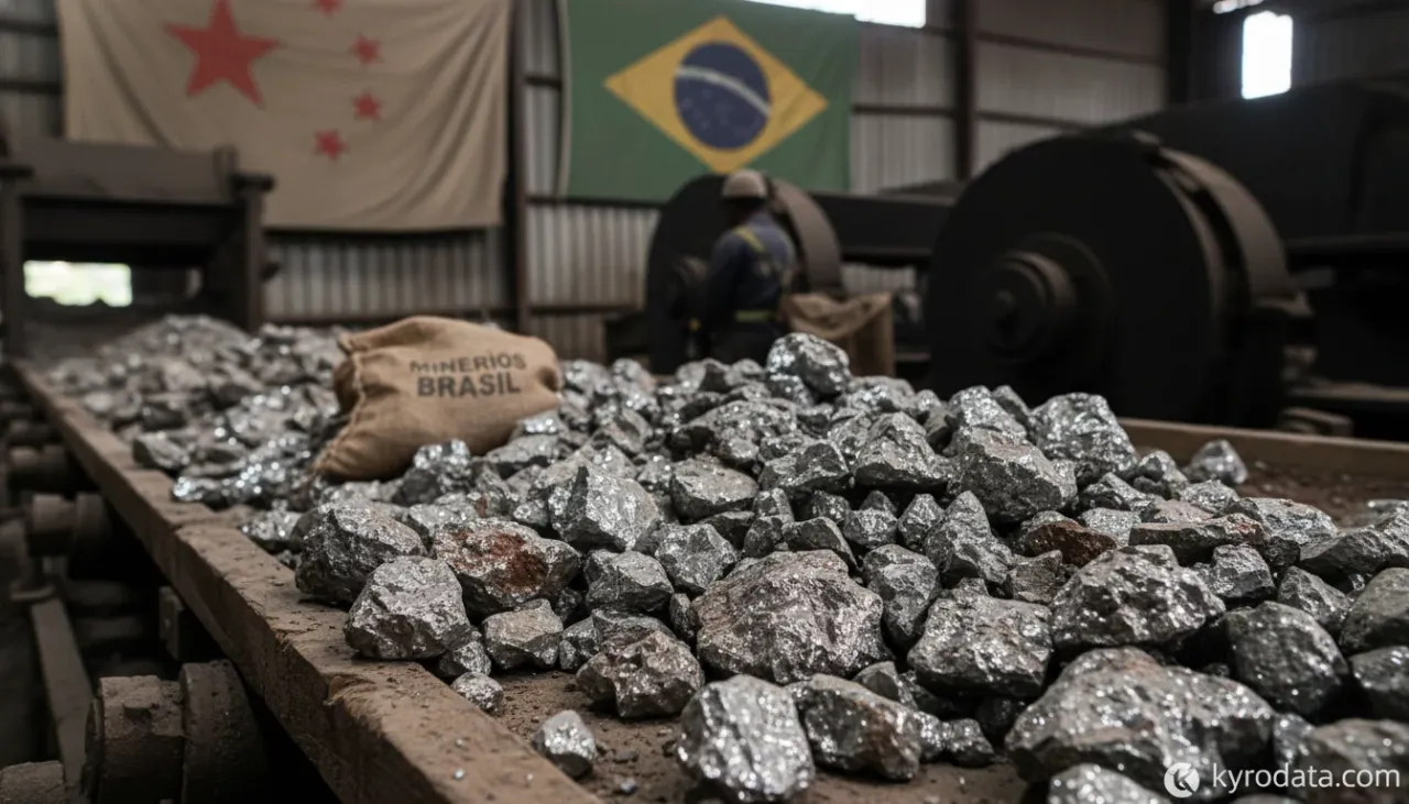 Editorial illustration on Brazil's exports of Tin ores and concentrates with China